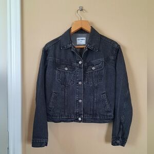 Old Navy Cropped Washed Black Denim Jacket